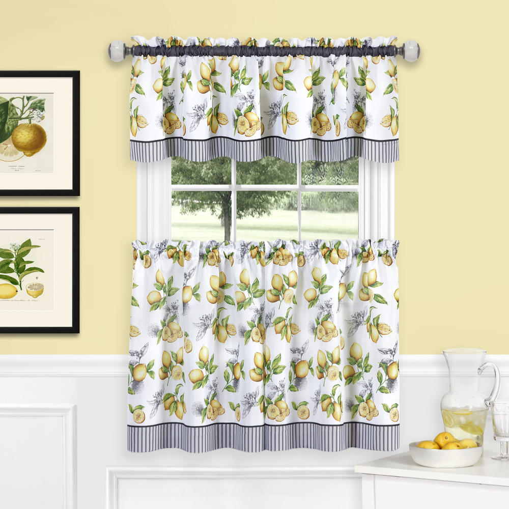 Achim Lemon Drop Tier and Valance Window Curtain Set - Yellow