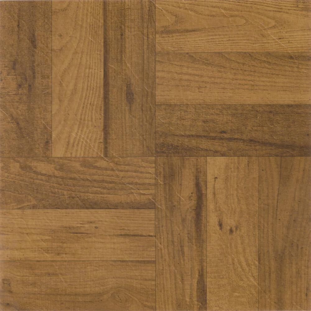 Achim NEXUS 3 Finger Med. Oak Parquet 12 Inch x 12 Inch Self Adhesive Vinyl Floor Tile #225 - 20 Tiles