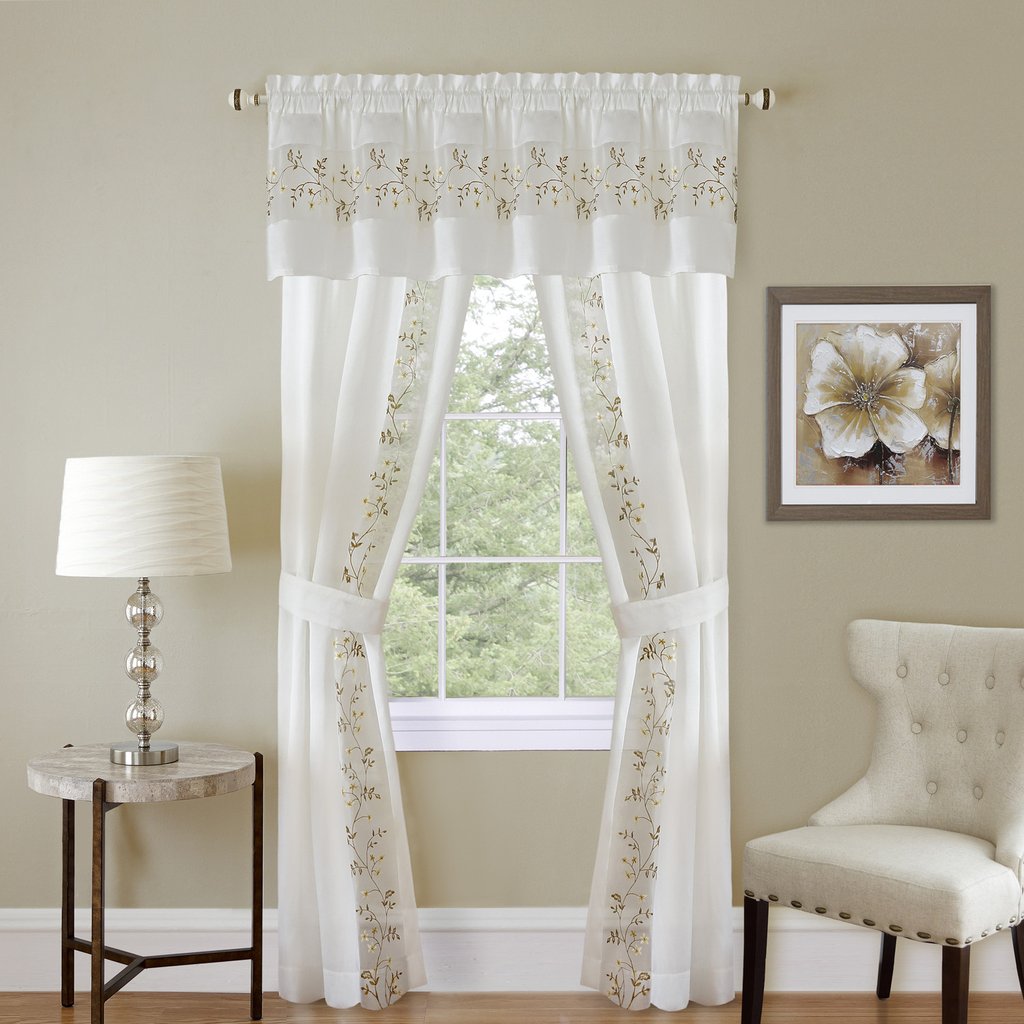 Achim Fairfield 5 Piece Window Curtain Set - White Achim Fairfield 5 Piece Window Curtain Set - White