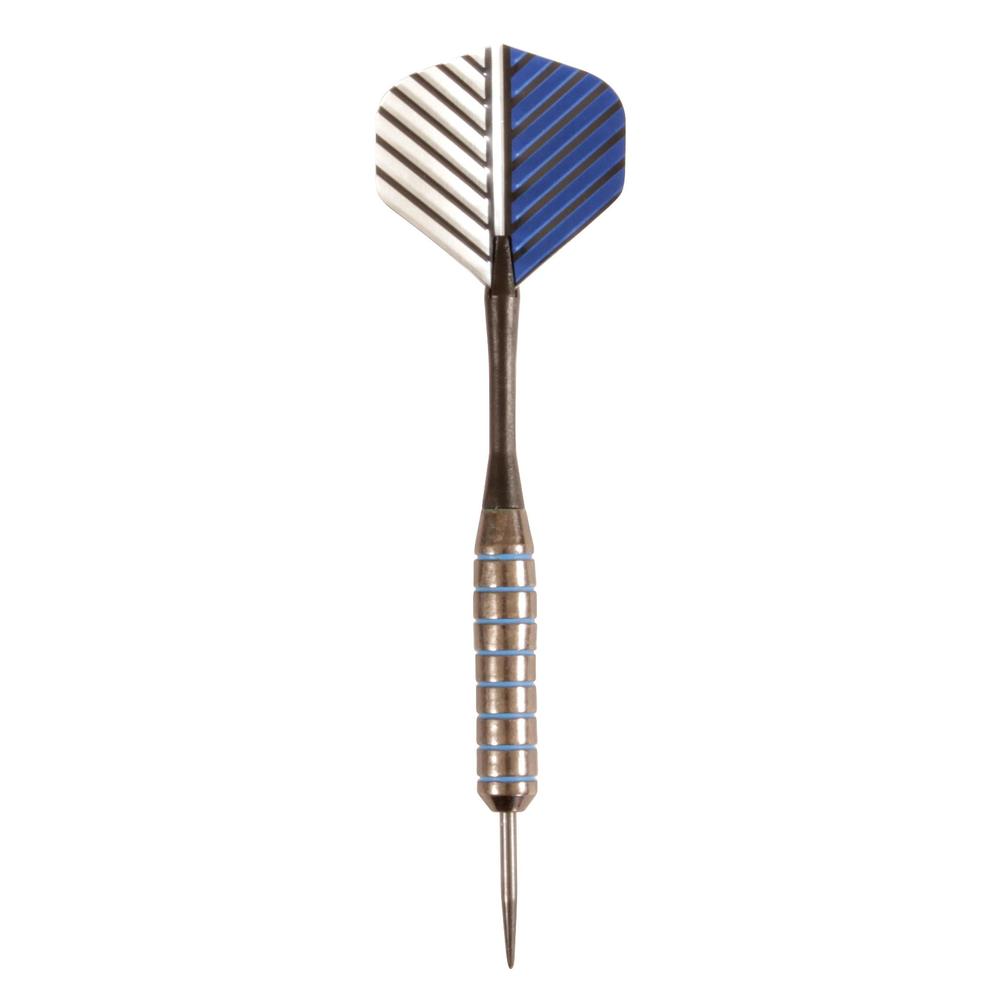 Nodor Striped Steel Tip Dart Set - Metallic - With Slim, Convenient Carry Case and Spare Flights and Shafts