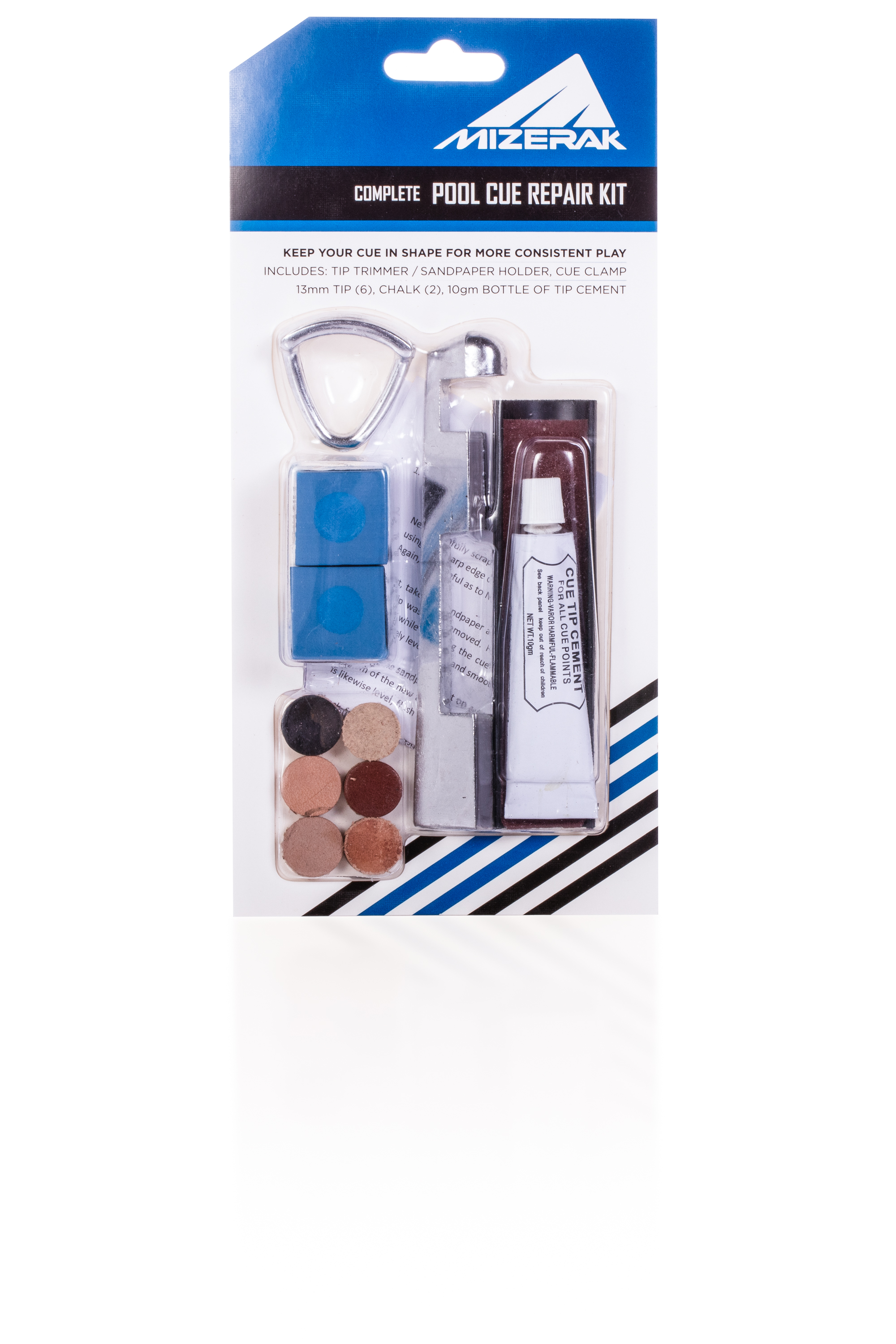 Mizerak Complete Billiards Pool Cue Repair Kit, Blue Mizerak Complete Billiards Pool Cue Repair Kit, Blue