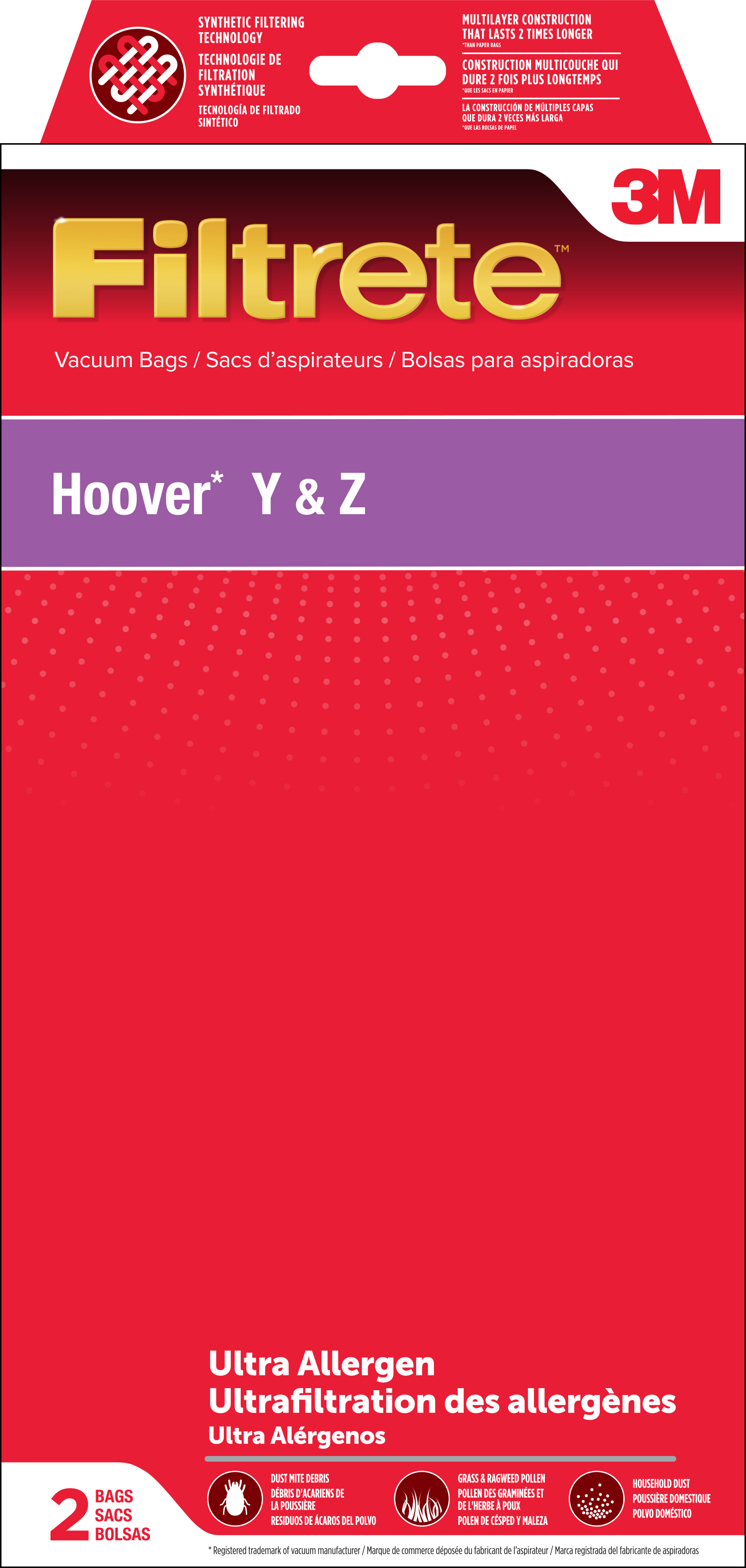3M 64703 Filtrete Hoover Y&Z Vacuum Bags