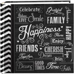 Pioneer Photo Albums EV-246CHLK/H 200-Pocket Chalkboard Printed Happiness Theme Photo Album for 4 by 6-Inch Prints