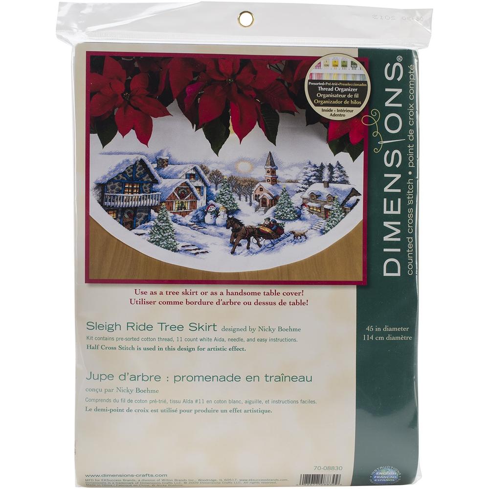 Dimensions Sleigh Ride Tree Skirt Counted Cross Stitch Kit-45" Round