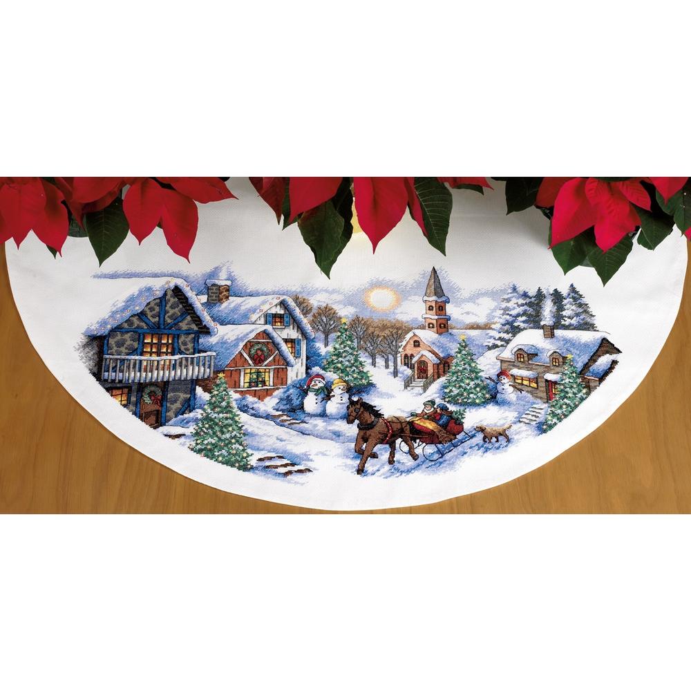 Dimensions Sleigh Ride Tree Skirt Counted Cross Stitch Kit-45" Round
