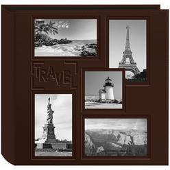 pioneer photo albums collage frame embossed travel photo album, brown 12x12 inches