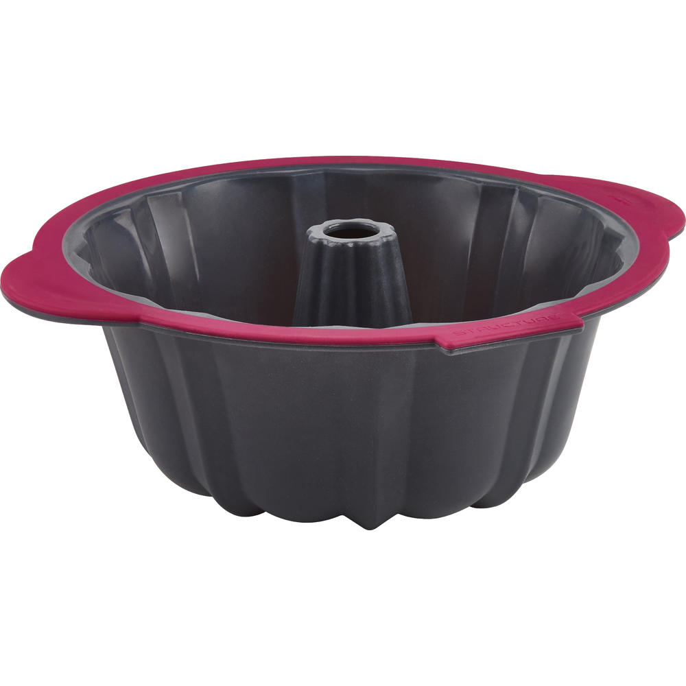 Trudeau Structure Pro Fluted Cake Pan Gray/Fuchsia-Round 11.5"