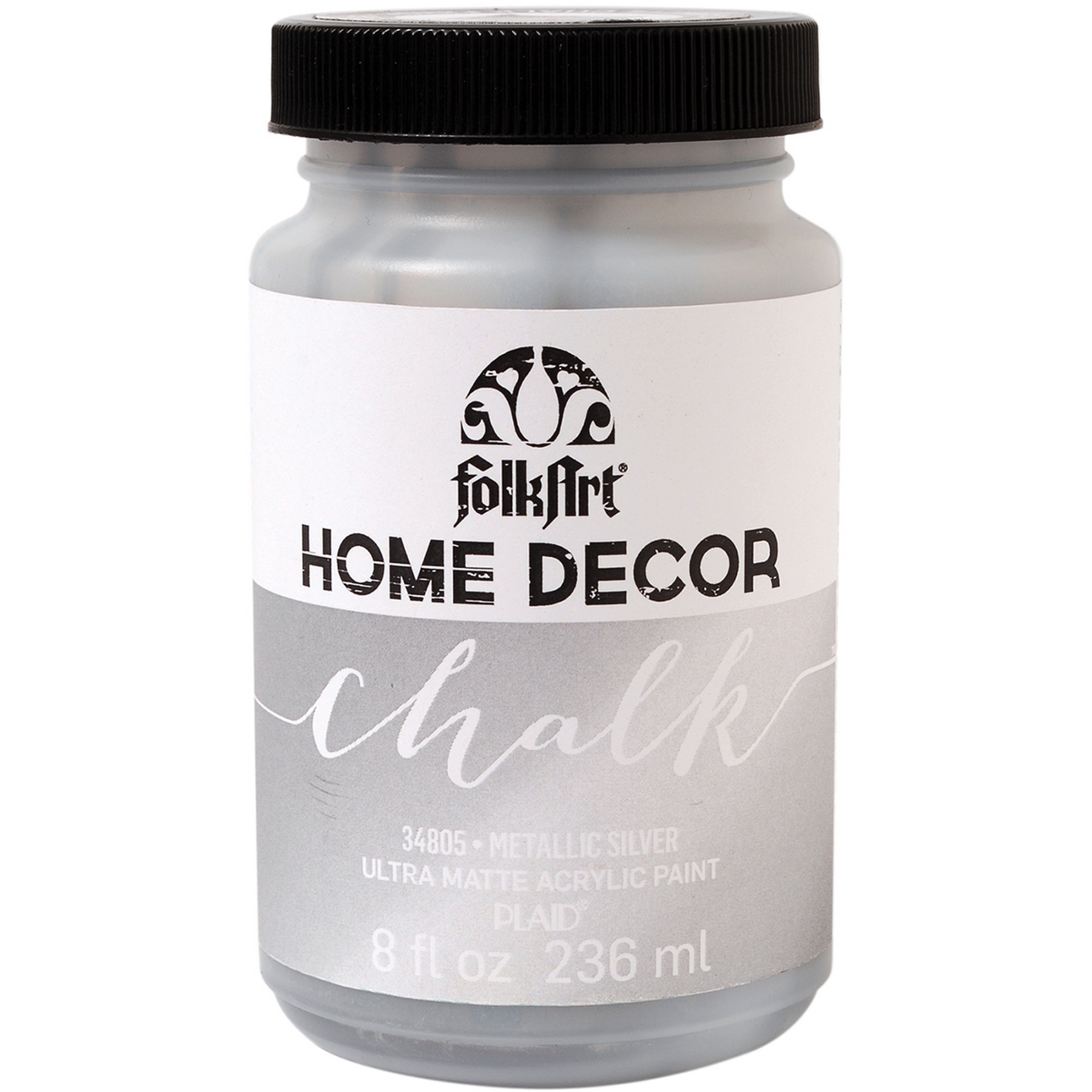 FOLKART Home Decor Chalk Paint Metallic 8oz Silver