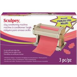 Sculpey Tools Clay Conditioning Pasta Machine, polymer oven-bake clay tool, 9 thickness settings, includes clamp and hand crank,