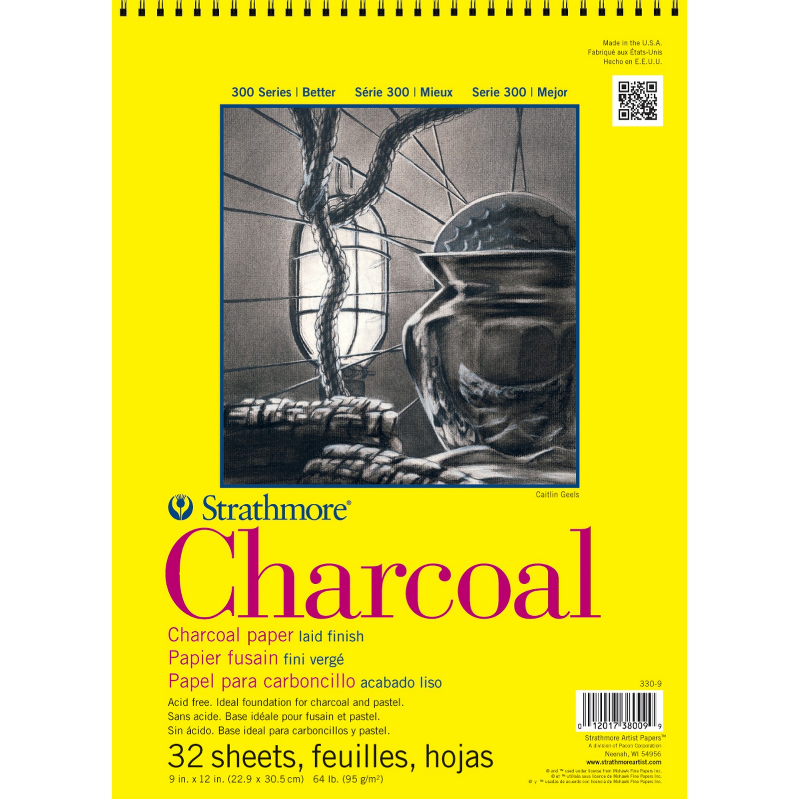 Strathmore Charcoal Spiral Paper Pad 9"X12" 32 Sheets