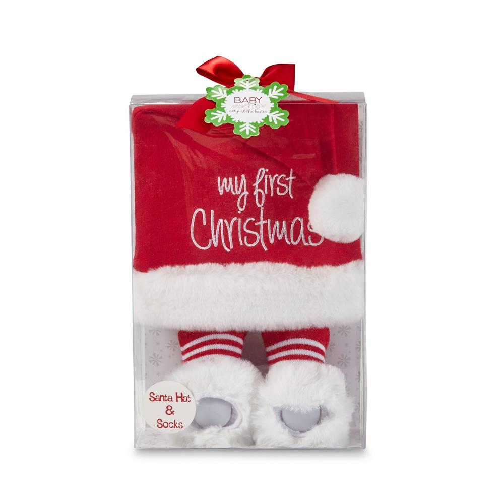 Baby Essentials Infants' Santa Hat & Bootie Socks - My First Christmas