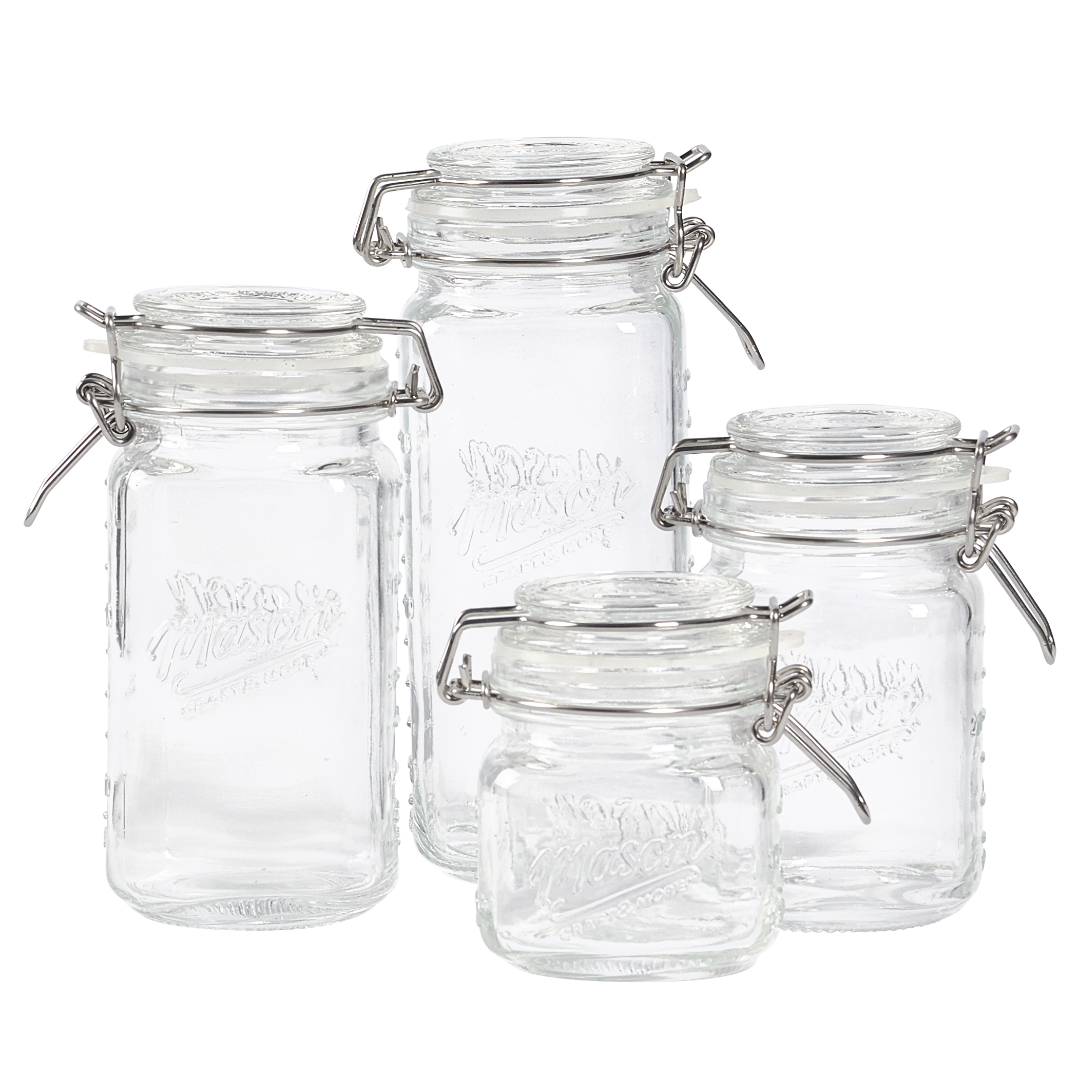 Mason Mini 4-Piece Clear Glass Jars with Clamp Lids | Shop ...