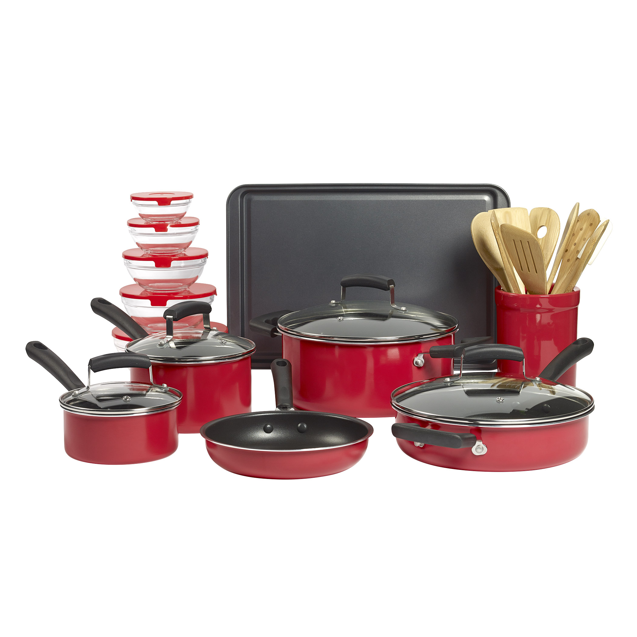 Essential Home 25 pc. Mega Cookware Set &#8211; Red