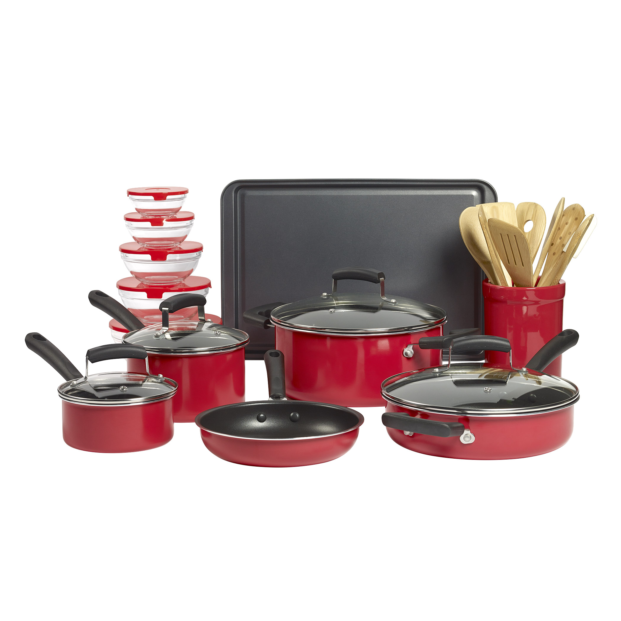 Essential Home 25 pc. Mega Cookware Set Red Shop Your Way Online