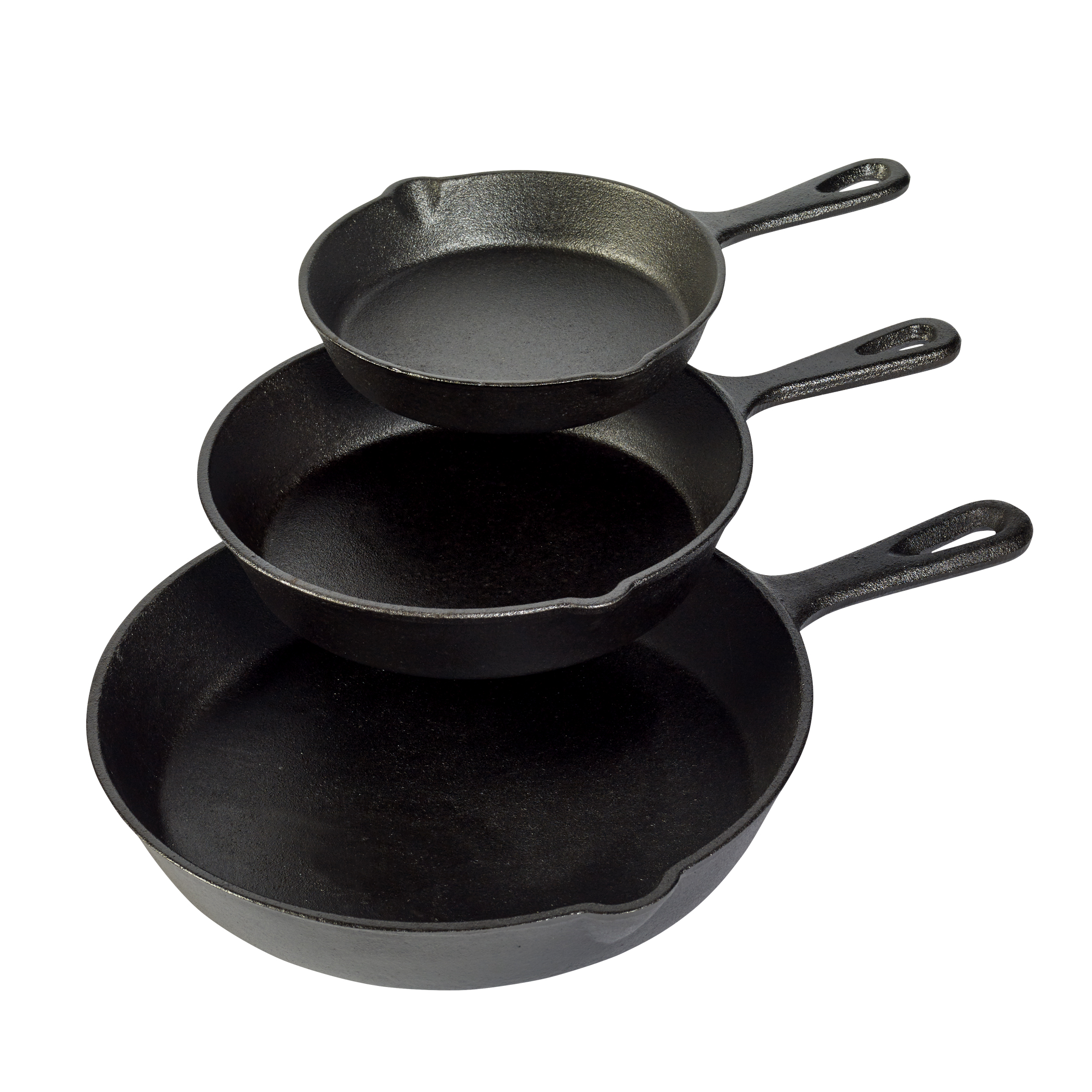 Basic Essentials 3pc. Cast Iron Fry Pan Set - Black