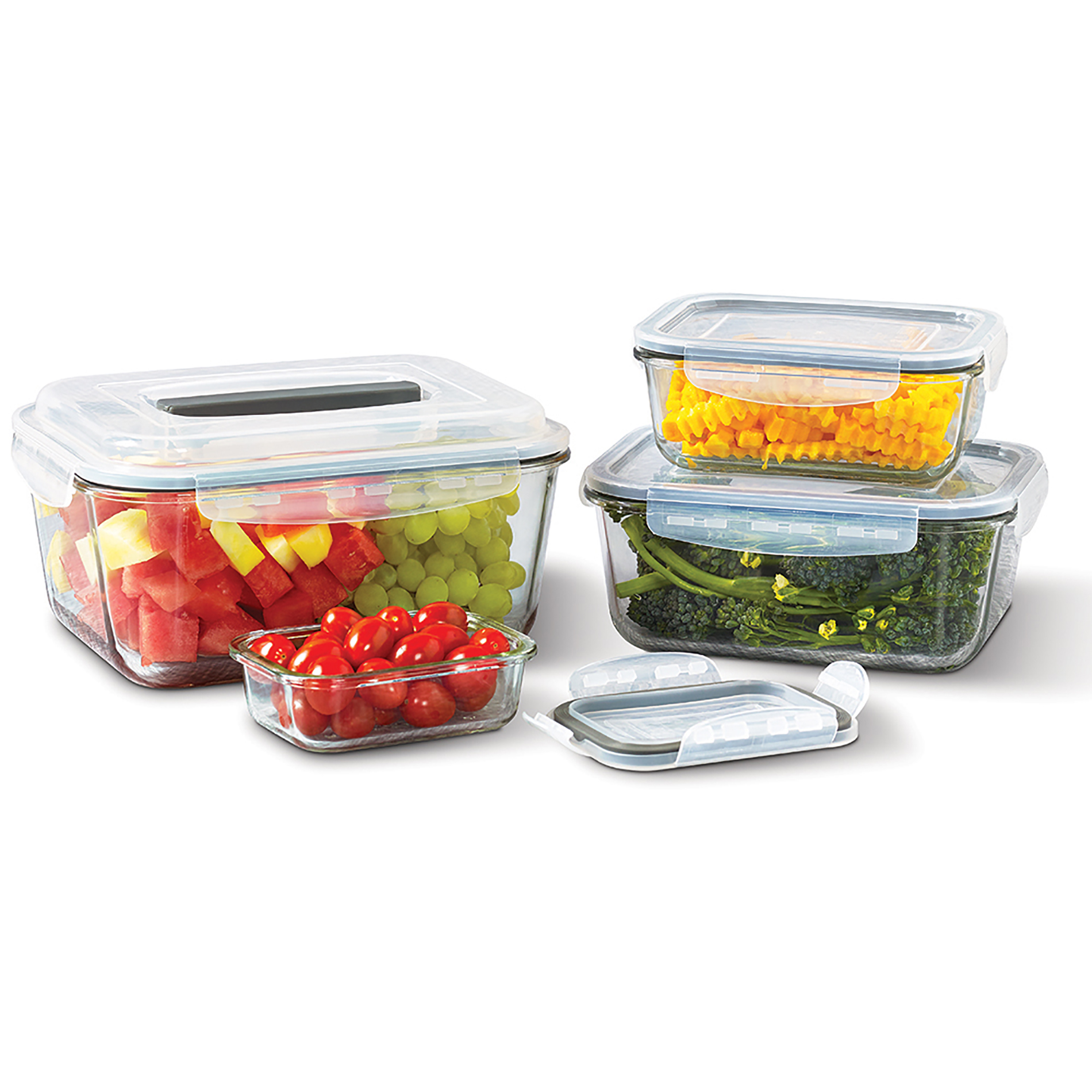 Tabletops Unlimited, Inc 8pc. Glass Storage Container Set, White-TTU-V1540 Tabletops Unlimited, Inc 8pc. Glass Storage Container Set, White-TTU-V1540