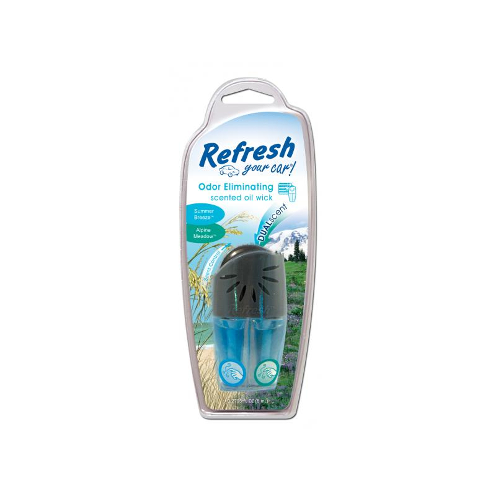 Refresh Your Car Dual Scent Oil Wick Summer Breeze and Alpine Meadow