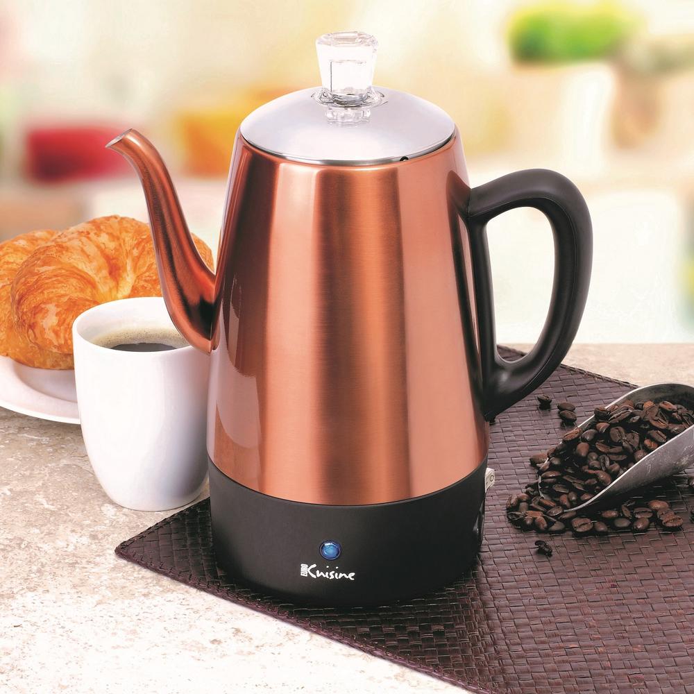 Euro Cuisine PER08 Stainless Steel Electric Coffee Percolator - 8 Cups