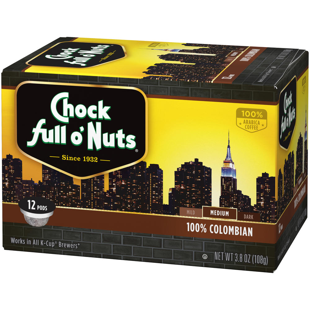 Chock Full o' Nuts Chock full o&#8217; Nuts&#174; 100% Colombian Medium Roast Coffee Single Serve Pods 12 ct Box