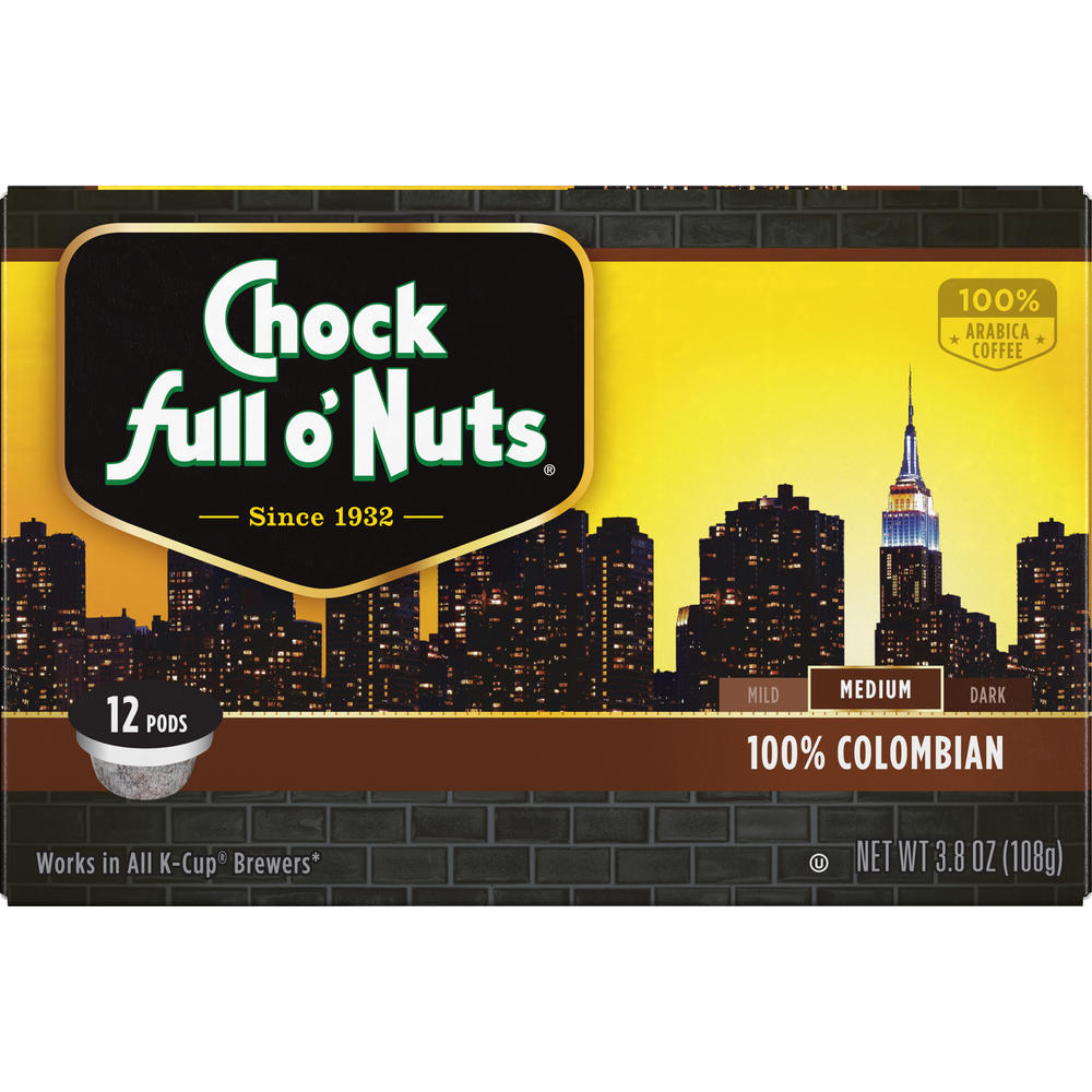 Chock Full o' Nuts Chock full o&#8217; Nuts&#174; 100% Colombian Medium Roast Coffee Single Serve Pods 12 ct Box