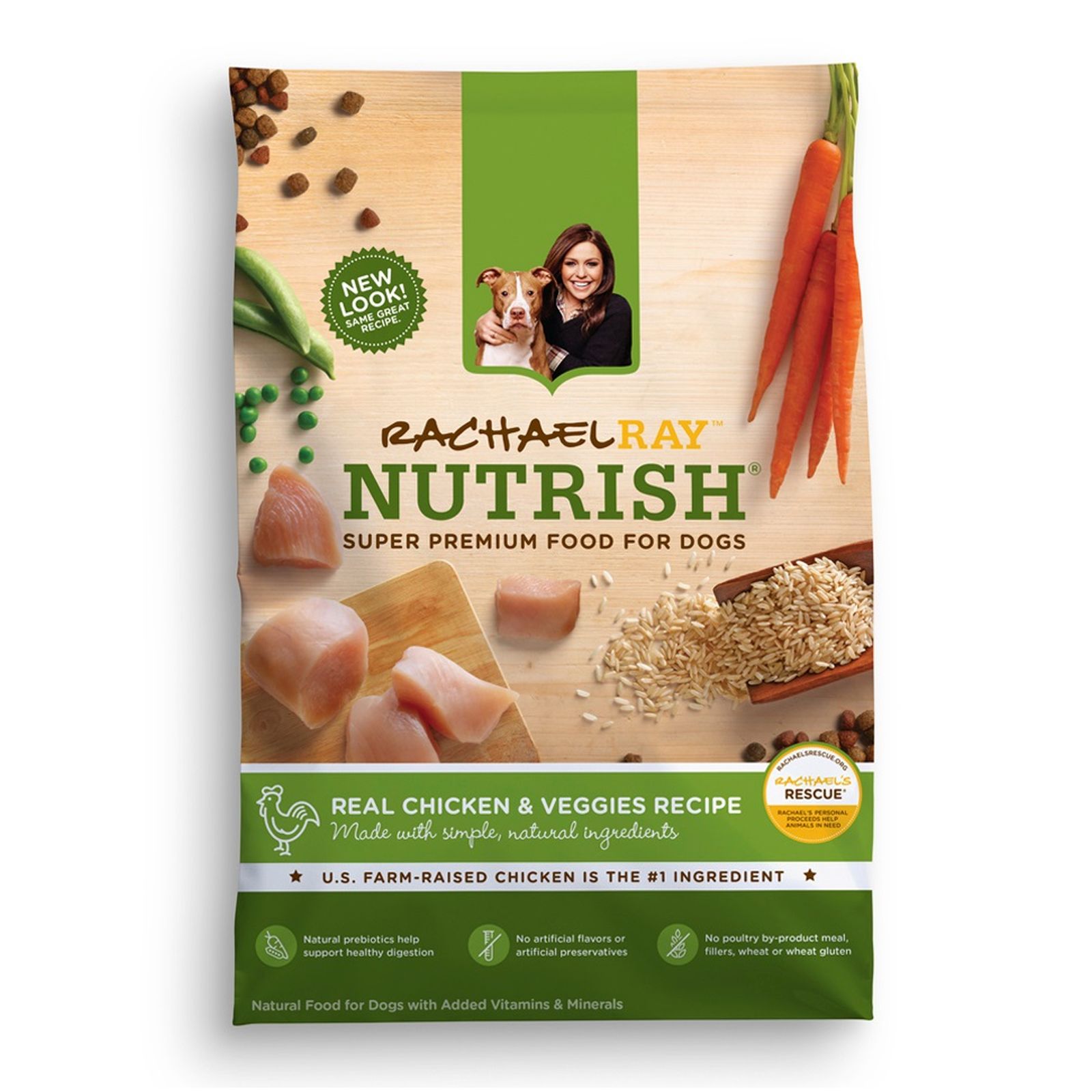 Rachael Ray Nutrish Natural Dry Dog Food, Real Chicken & Veggies Recipe, 14 lbs