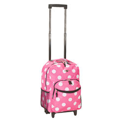 Rockland R01-PINK DOT 17 in. Rolling Backpack Rockland