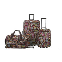 Rockland Vara Softside 3-Piece Upright Luggage Set, Owl, (20/22/28)