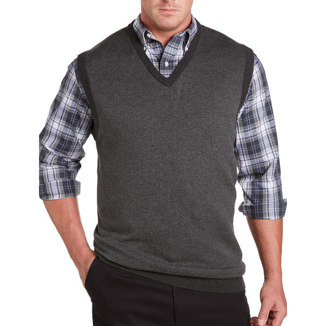 Oak Hill Men's Big and Tall Herringbone Sweater Vest
