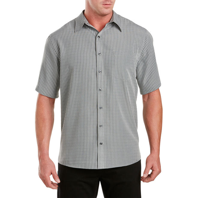 Synrgy Men's Big and Tall Stripe Mircrofiber Sport Shirt