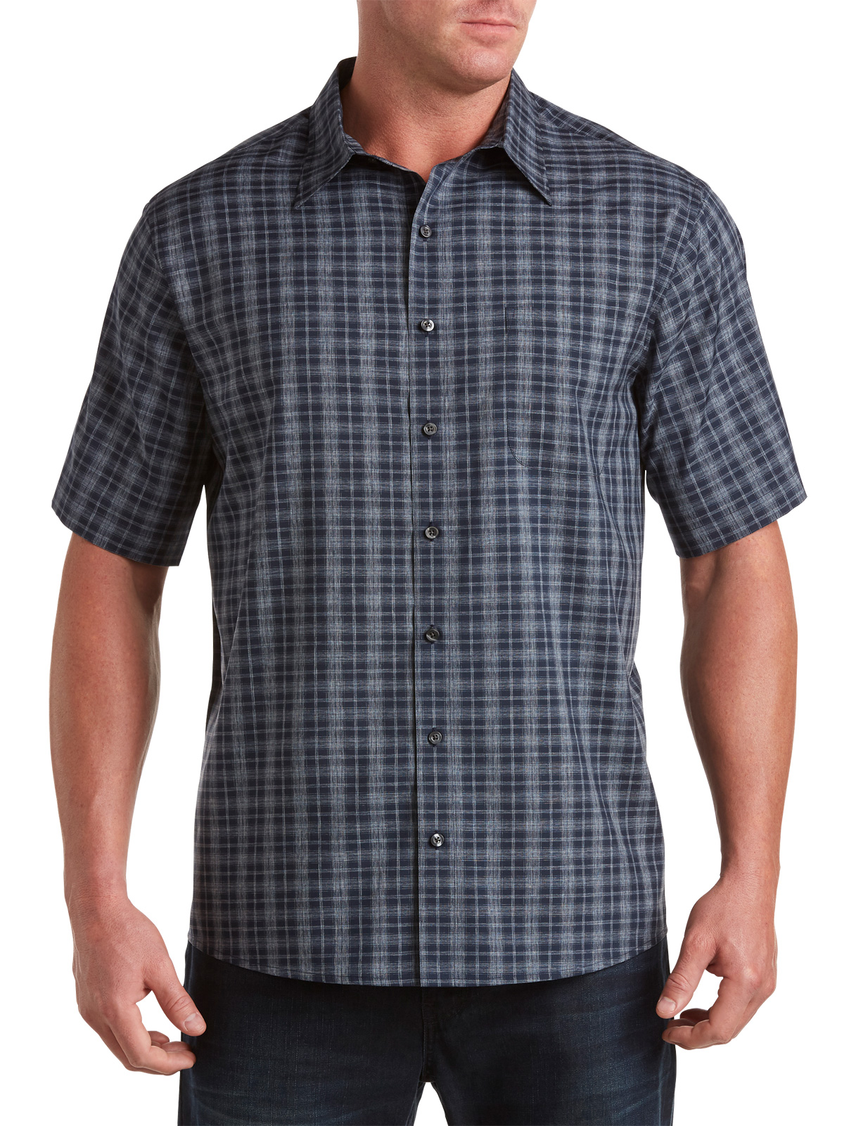 Synrgy Men's Big and Tall Medium Plaid Microfiber Sport Shirt ...