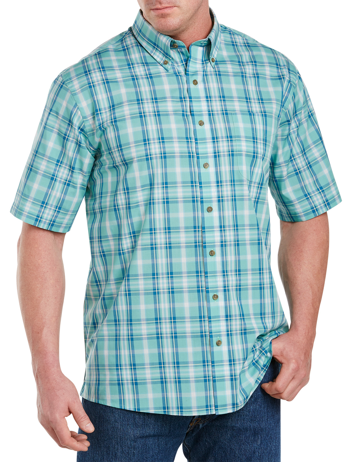 Harbor Bay Men's Big and Tall Easy-Care Large Plaid Sport Shirt