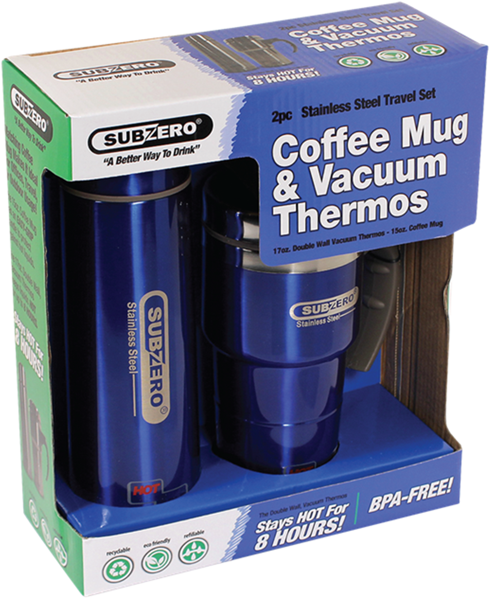 Subzero 2 pc. Coffee Mug & Vacuum Thermos Set Blue Shop Your Way