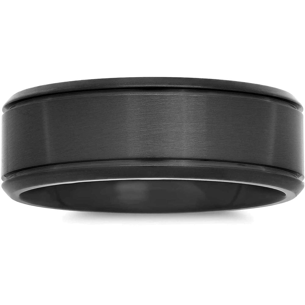 Men&#8217;s Stainless Steel Black IP 8MM Satin Finished Band