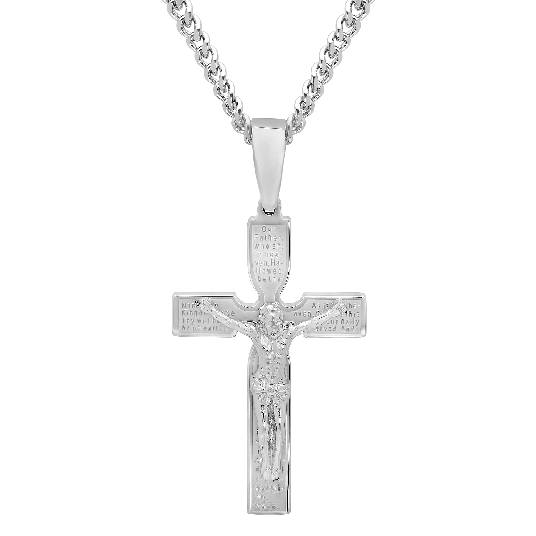 Men's Stainless Steel Crucifix, Silver Men's Stainless Steel Crucifix, Silver