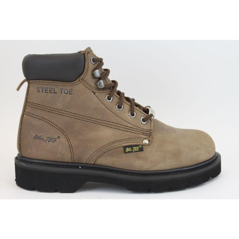 AdTec Men's 6" Steel Toe Leather Work Boots 1981 Wide Width Available - Brown