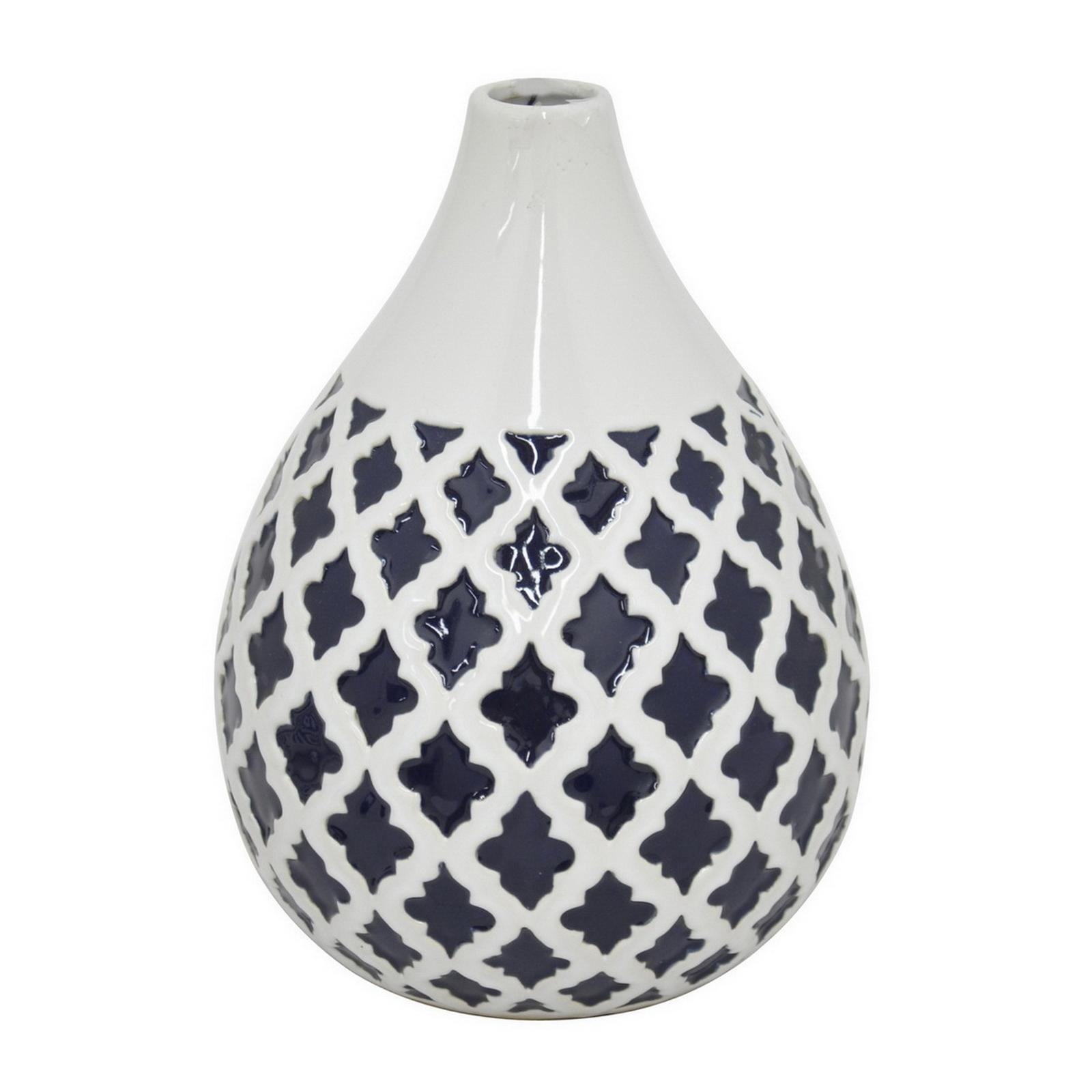 Three Hands Ceramic Vase &#8211; Navy/White