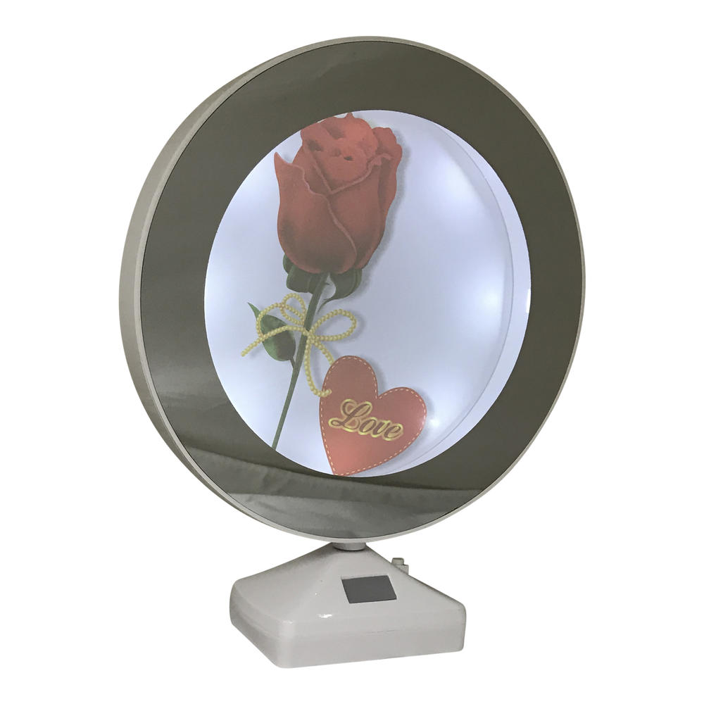 Creative Motion Industries Round Lighted Mirrored Photoframe (6") and Mirror When not lighted - 2 in 1