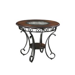 Signature Design by Ashley Glambrey Old World 45" Round Glass Top Dining Table, Brown