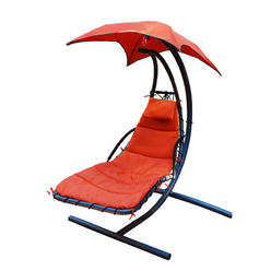 Algoma Net Company The Hamptons Collection 78" Orange and Gray Cloud 9 Hanging Chaise Lounger