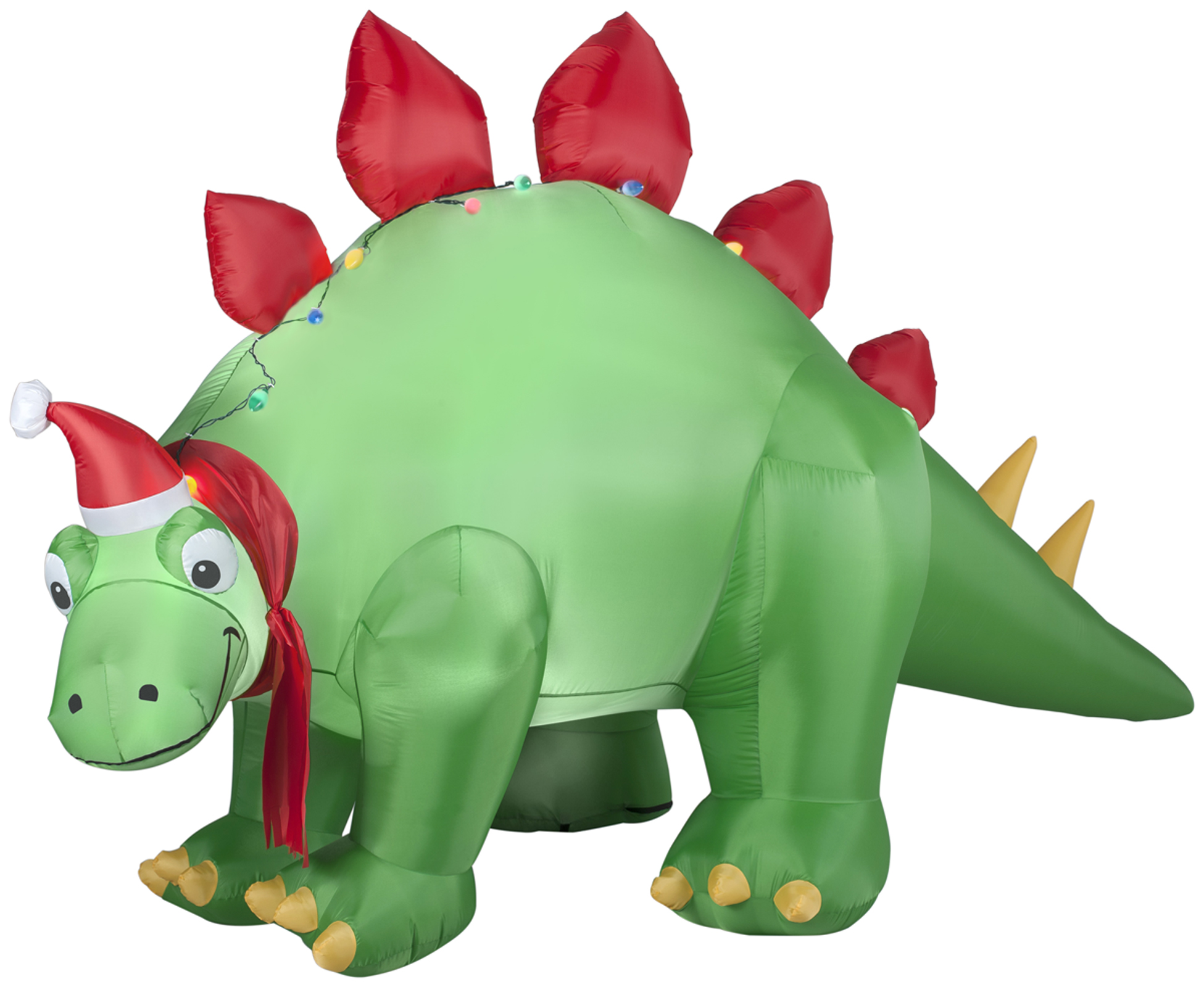 Gemmy Christmas Airblown Inflatables Holiday Stegosaurus w/Santa Hat 5.7 ft. Tall