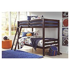 Signature Design by Ashley Halanton Traditional Twin Over Twin Solid Wood Bunk Bed with Ladder, convertible to 2 Individual Beds