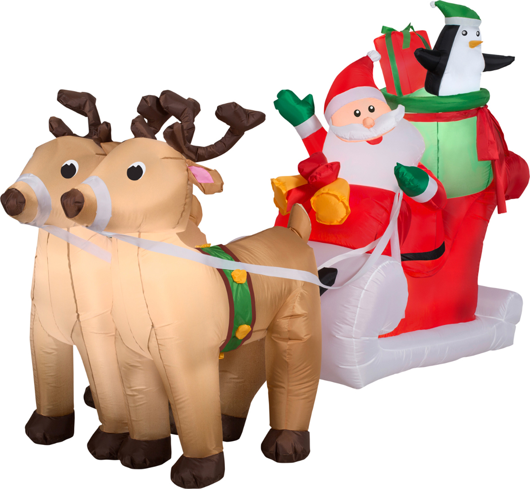 Airblown Inflatables 8 ft. Gemmy  Santa with Sleigh and Reindeer Scene