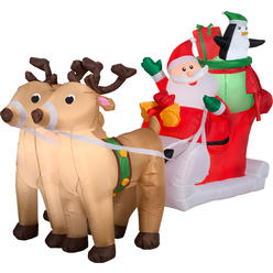 Airblown Inflatables Gemmy 36855 Santa with Sleigh and Reindeer Christmas Inflatable 5 FT TALL x 8 FT LONG