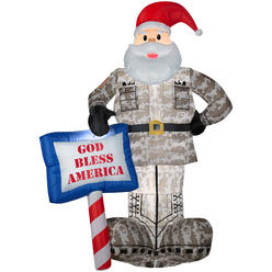 Airblown Inflatables gemmy airblown inflatables 89127x military santa with god bless america sign