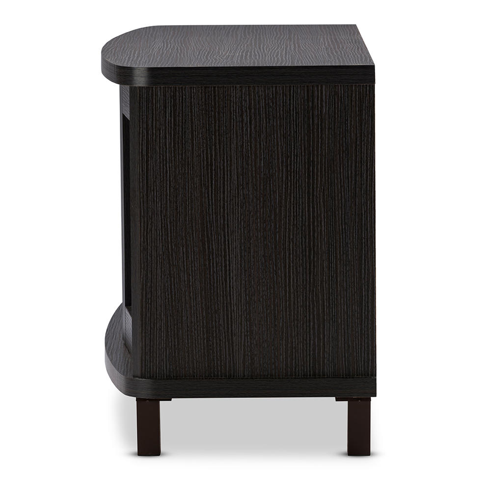 Baxton Studio Walda 60Inch Dark Brown Wood TV with 2 Sliding