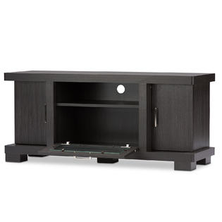 Baxton Studio Viveka 47-Inch Dark Brown Wood TV Cabinet with 2 Doors