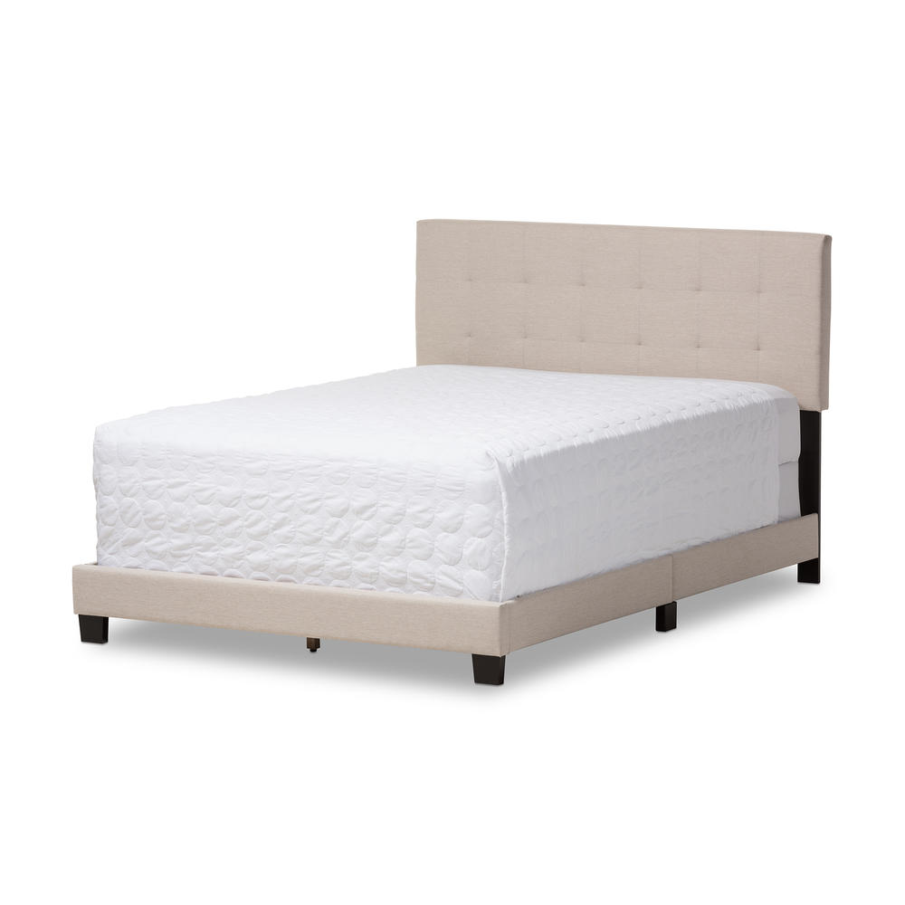 Baxton Studio Brookfield Modern and Contemporary Beige Fabric Upholstered Grid-tufting Full Size Bed