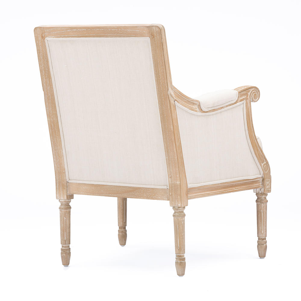 Baxton Studio Chavanon Wood &  Light Beige Linen Traditional French Accent Chair