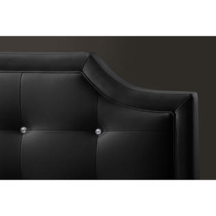 Baxton Studio Carlotta Black Modern Bed, Ashima Modern Queen Bed With Upholstered Headboard
