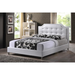 Baxton Studio Carlotta White Bed with Upholstered Headboard - Full Size